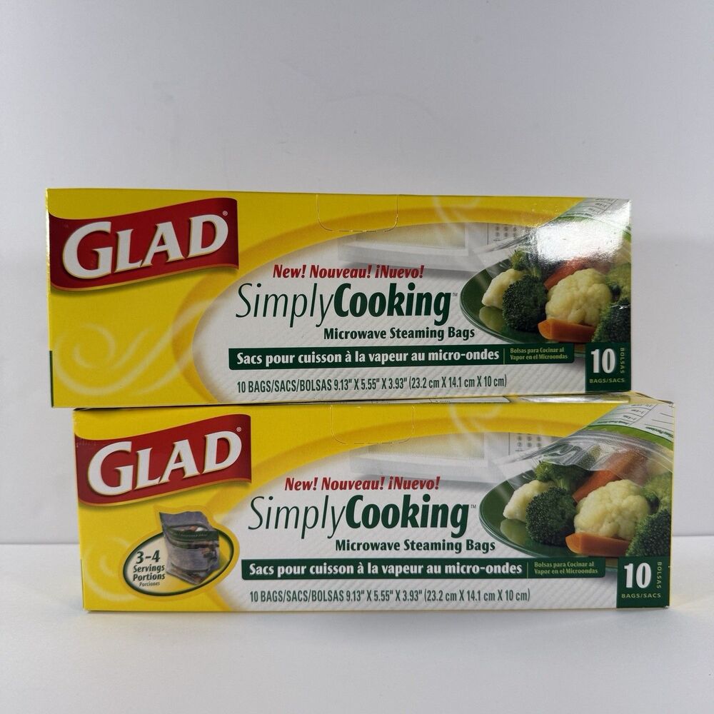 Glad Simply Cooking Microwave Steaming Bags ~ 2 NEW SEALED ~ 20ct DISCONTINUED